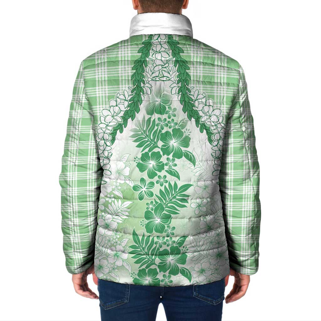 Aloha Hawaii Palaka Padded Jacket Green Plumeria Lei LT05 - Polynesian Pride