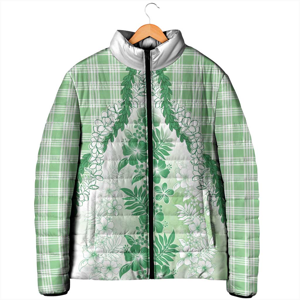Aloha Hawaii Palaka Padded Jacket Green Plumeria Lei LT05 - Polynesian Pride