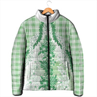 Aloha Hawaii Palaka Padded Jacket Green Plumeria Lei LT05 - Polynesian Pride