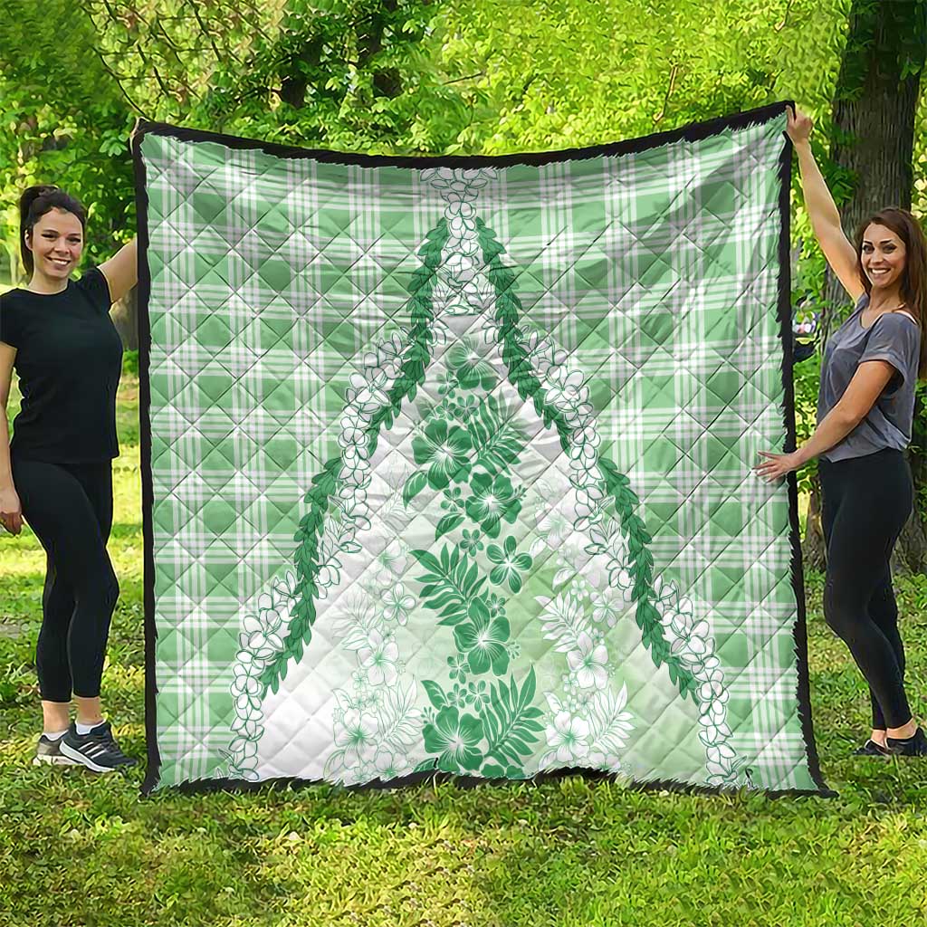 Aloha Hawaii Palaka Quilt Green Plumeria Lei LT05 - Polynesian Pride