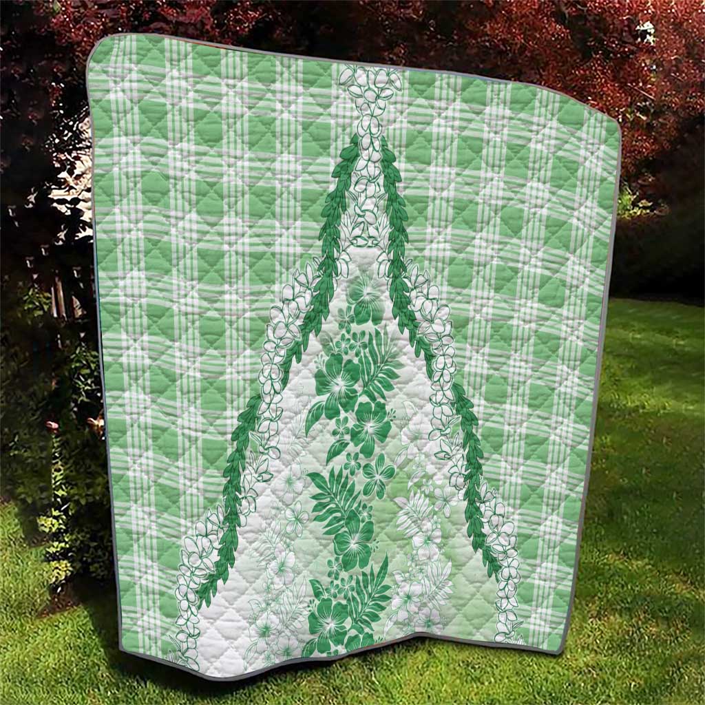 Aloha Hawaii Palaka Quilt Green Plumeria Lei LT05 - Polynesian Pride