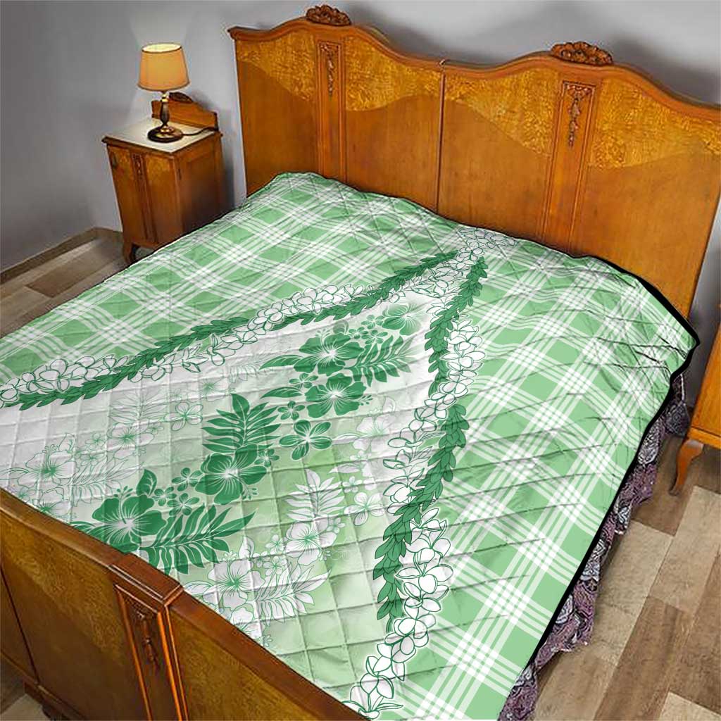 Aloha Hawaii Palaka Quilt Green Plumeria Lei LT05 - Polynesian Pride