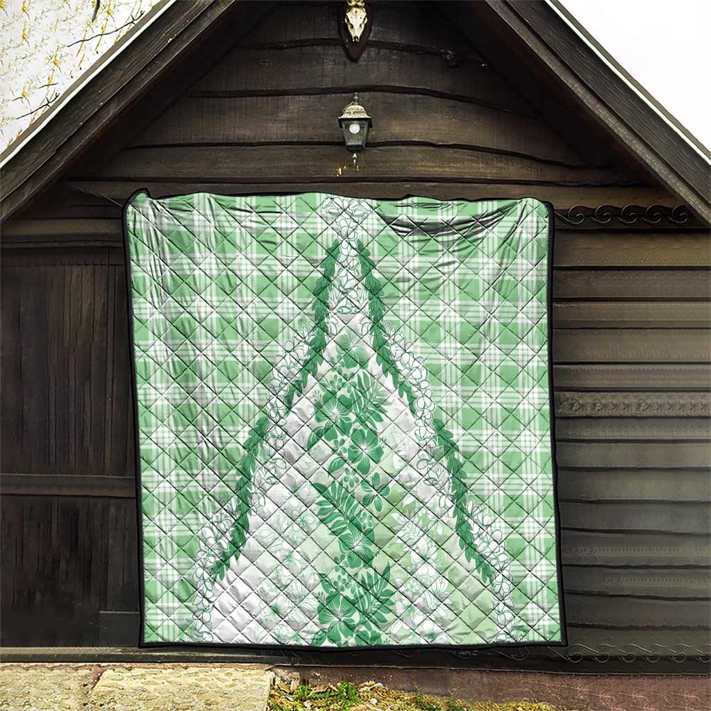 Aloha Hawaii Palaka Quilt Green Plumeria Lei LT05 - Polynesian Pride