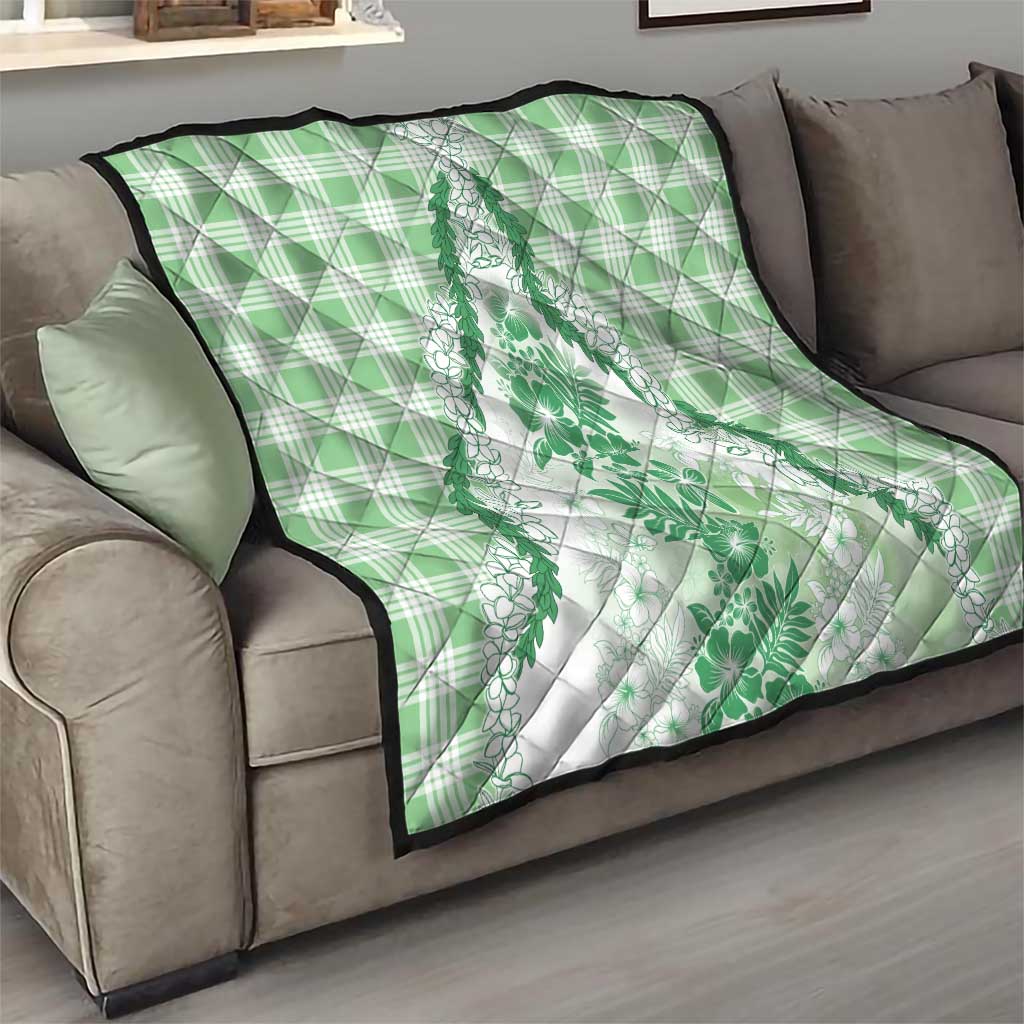 Aloha Hawaii Palaka Quilt Green Plumeria Lei LT05 - Polynesian Pride