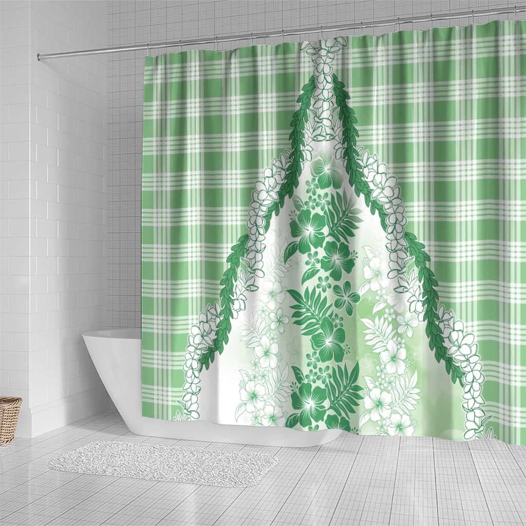 Aloha Hawaii Palaka Shower Curtain Green Plumeria Lei LT05 - Polynesian Pride