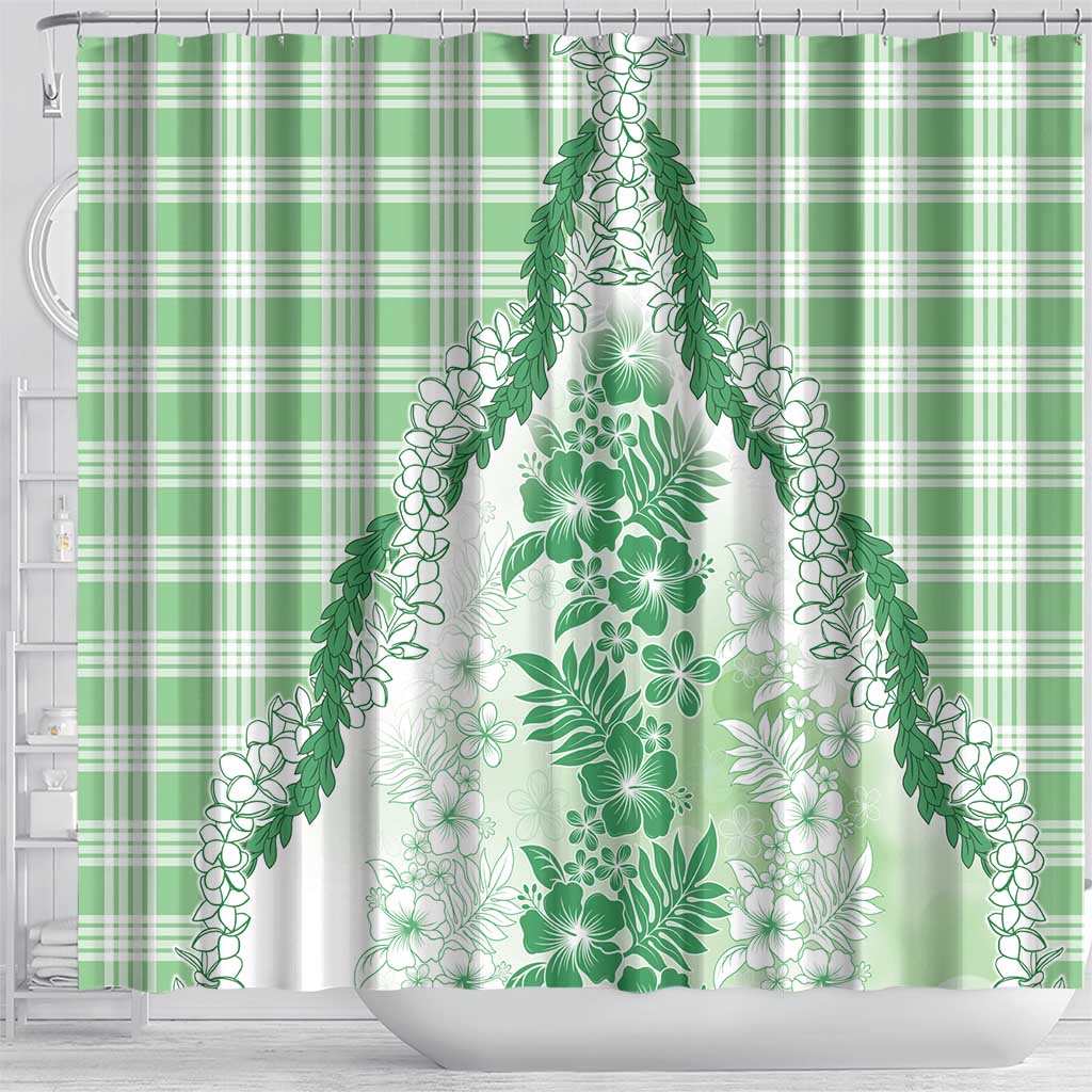 Aloha Hawaii Palaka Shower Curtain Green Plumeria Lei LT05 - Polynesian Pride
