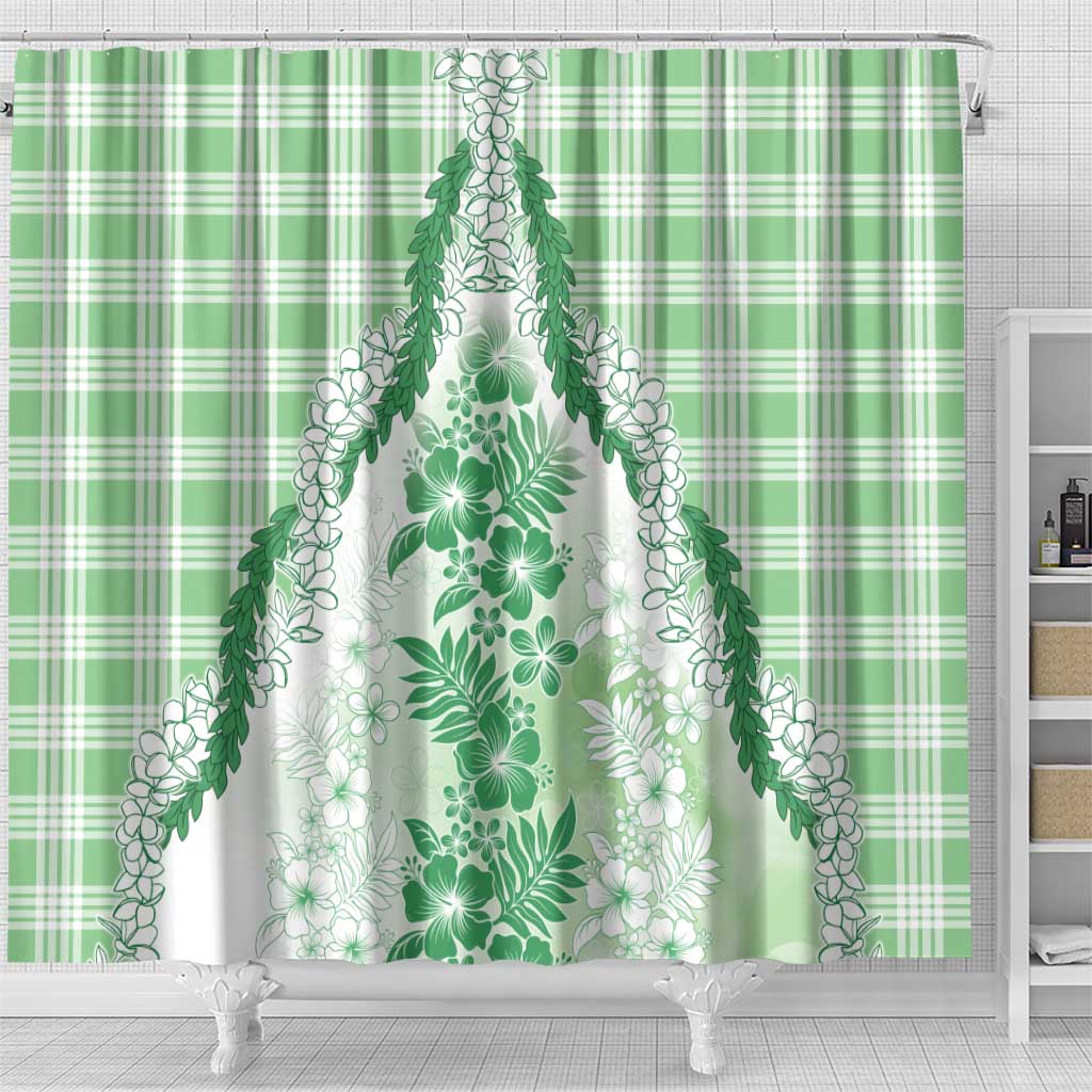 Aloha Hawaii Palaka Shower Curtain Green Plumeria Lei LT05 - Polynesian Pride