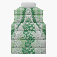 Aloha Hawaii Palaka Sleeveless Puffer Jacket Green Plumeria Lei LT05 - Polynesian Pride