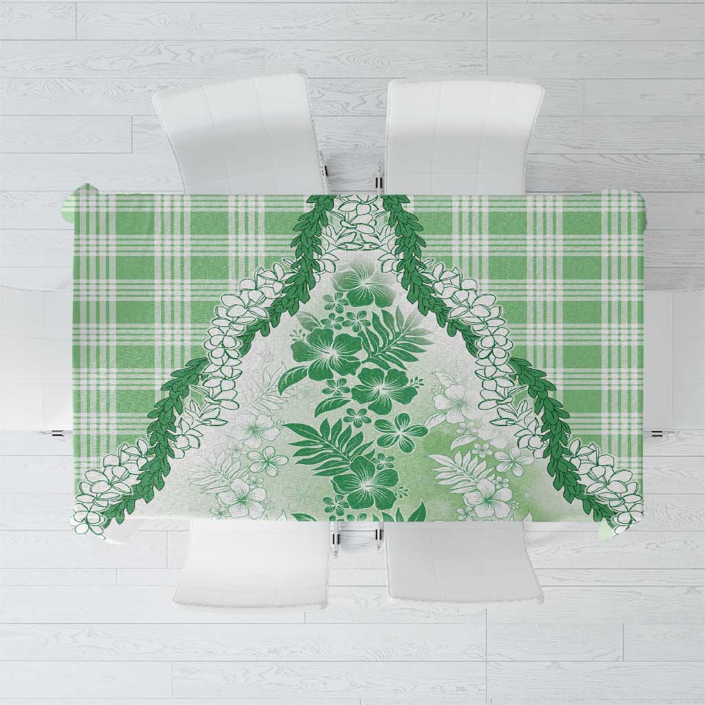 Aloha Hawaii Palaka Tablecloth Green Plumeria Lei LT05 Green - Polynesian Pride