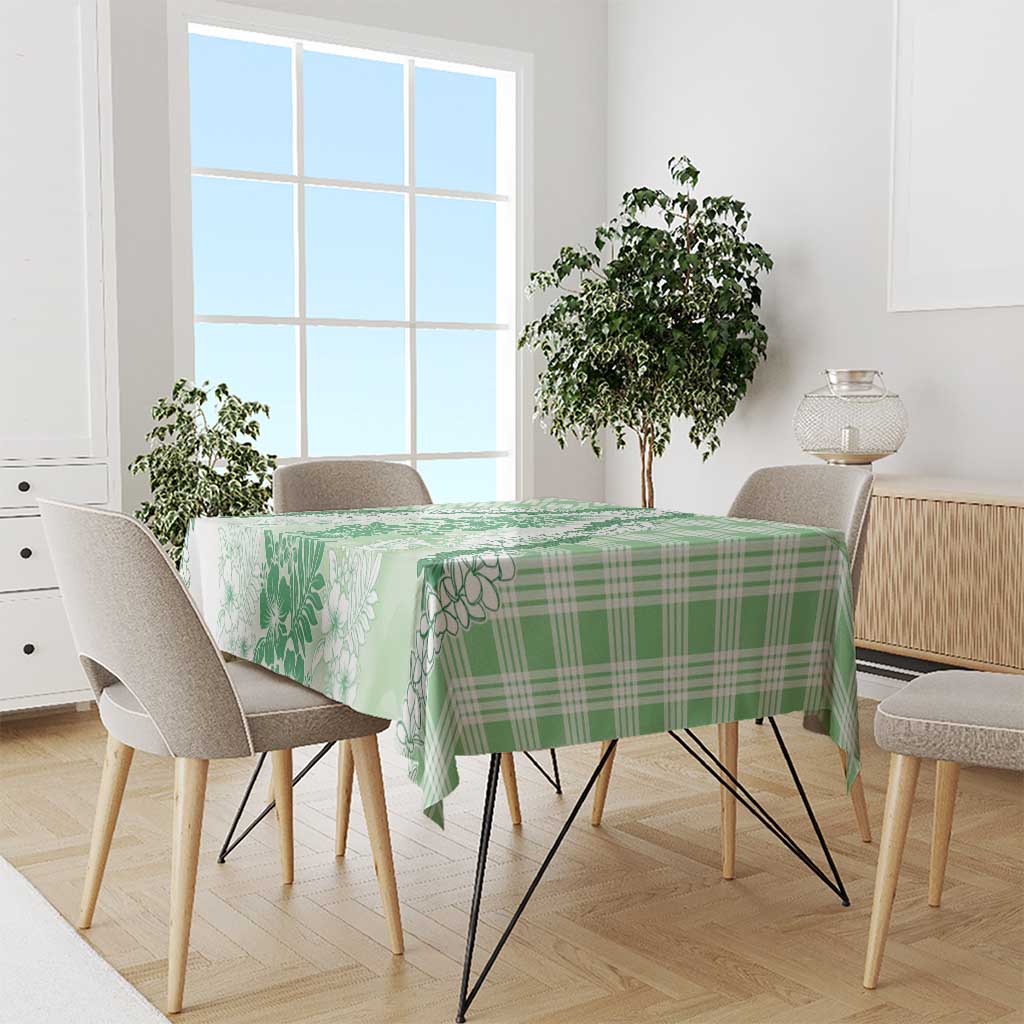 Aloha Hawaii Palaka Tablecloth Green Plumeria Lei LT05 - Polynesian Pride