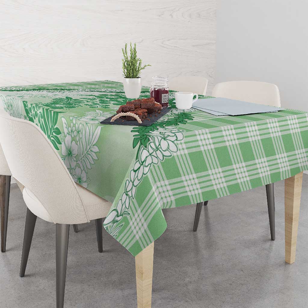 Aloha Hawaii Palaka Tablecloth Green Plumeria Lei LT05 - Polynesian Pride