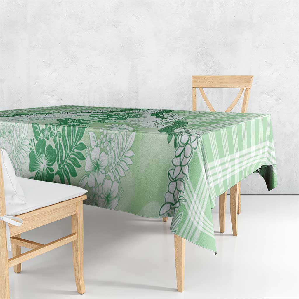 Aloha Hawaii Palaka Tablecloth Green Plumeria Lei LT05 - Polynesian Pride