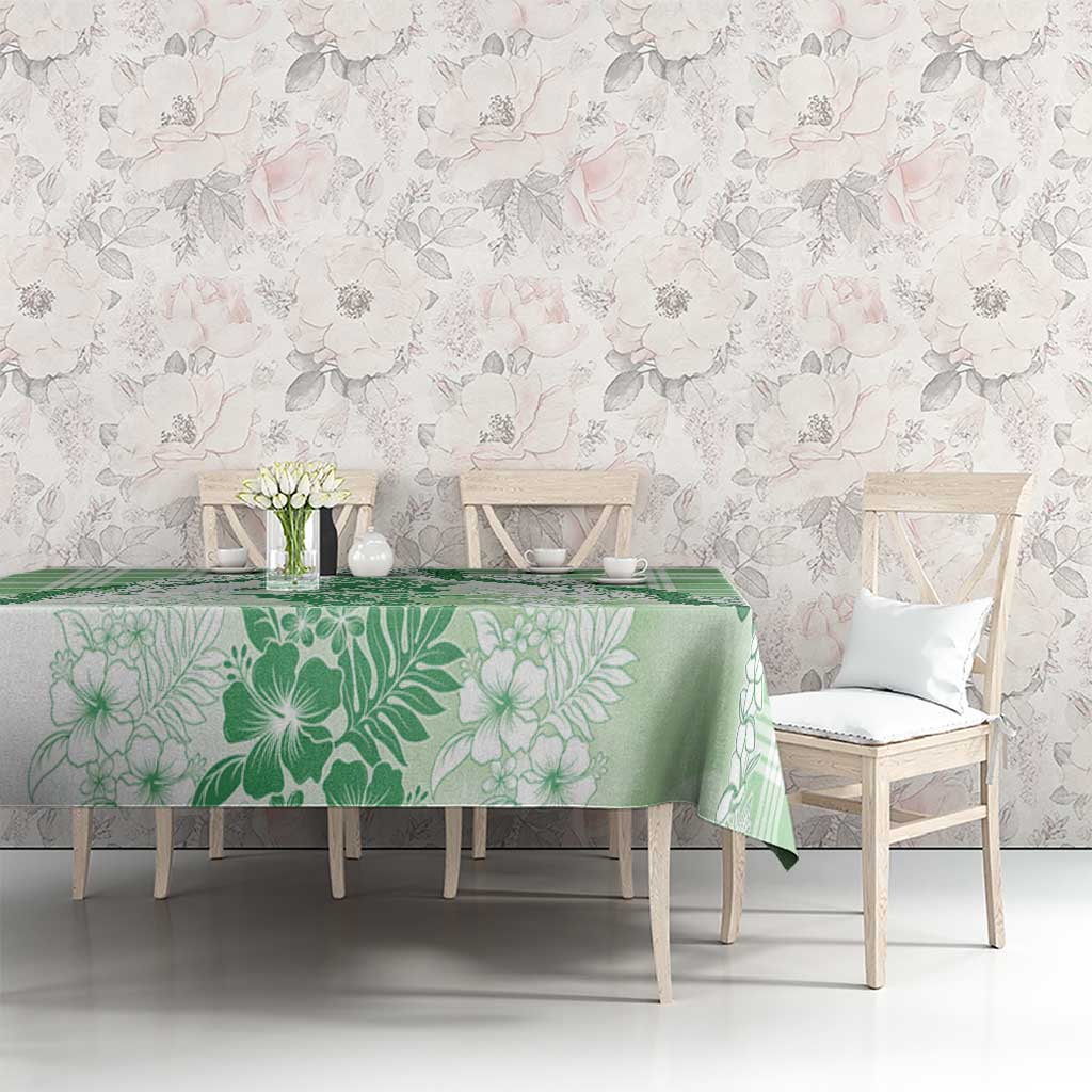 Aloha Hawaii Palaka Tablecloth Green Plumeria Lei LT05 - Polynesian Pride