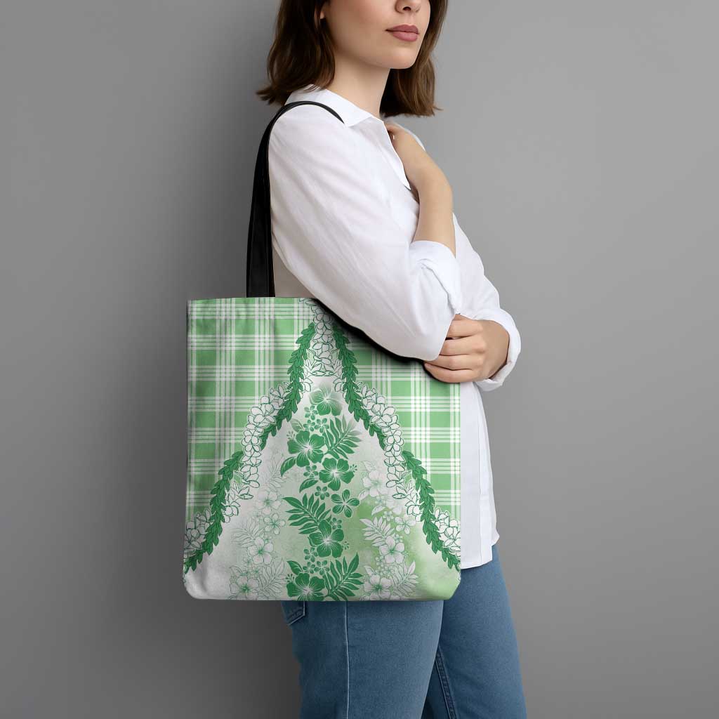 Aloha Hawaii Palaka Tote Bag Green Plumeria Lei LT05 - Polynesian Pride