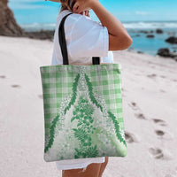 Aloha Hawaii Palaka Tote Bag Green Plumeria Lei LT05 - Polynesian Pride