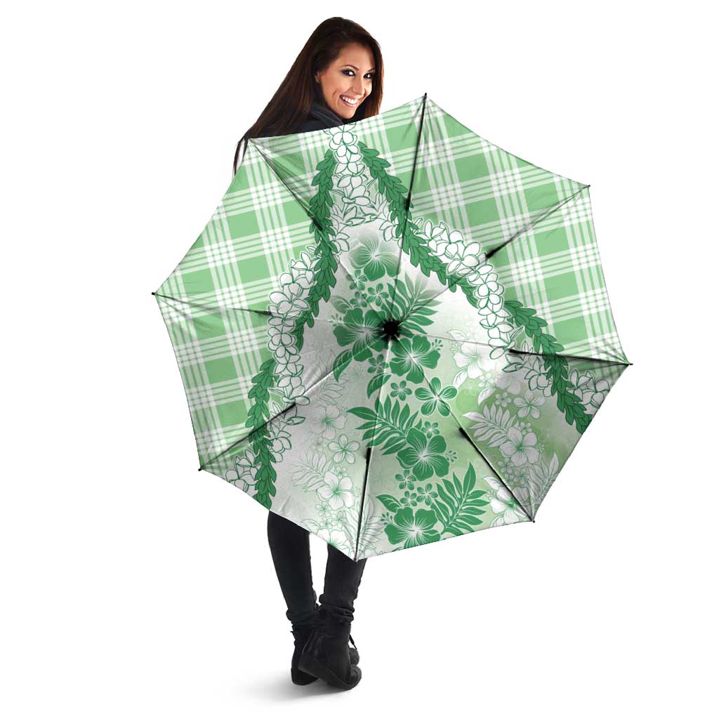 Aloha Hawaii Palaka Umbrella Green Plumeria Lei LT05 - Polynesian Pride