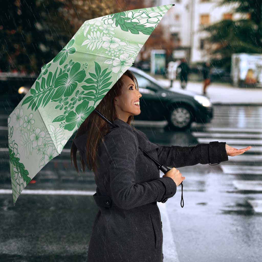 Aloha Hawaii Palaka Umbrella Green Plumeria Lei LT05 - Polynesian Pride