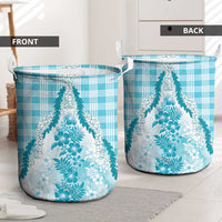 Aloha Hawaii Palaka Laundry Basket Blue Plumeria Lei LT05 - Polynesian Pride