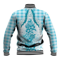 Aloha Hawaii Palaka Baseball Jacket Blue Plumeria Lei LT05 - Polynesian Pride