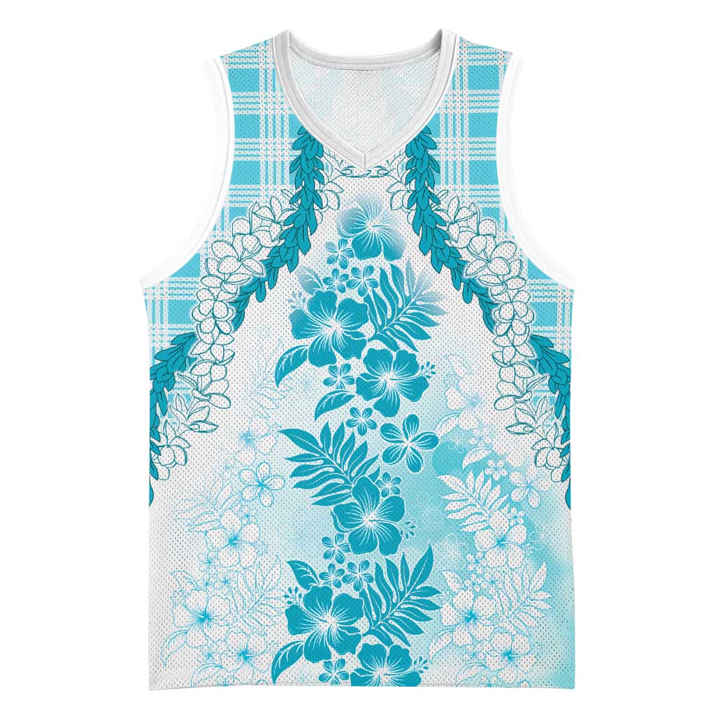 Aloha Hawaii Palaka Basketball Jersey Blue Plumeria Lei LT05 Unisex Blue - Polynesian Pride
