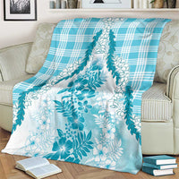 Aloha Hawaii Palaka Blanket Blue Plumeria Lei LT05 - Polynesian Pride
