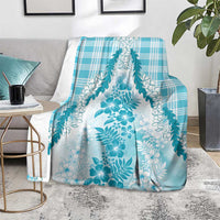 Aloha Hawaii Palaka Blanket Blue Plumeria Lei LT05 - Polynesian Pride