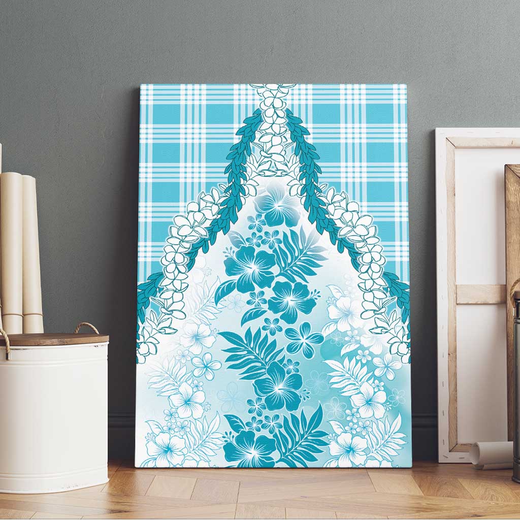 Aloha Hawaii Palaka Canvas Wall Art Blue Plumeria Lei LT05 - Polynesian Pride