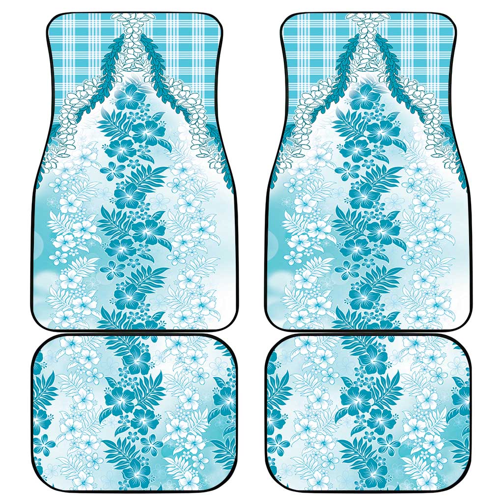 Aloha Hawaii Palaka Car Mats Blue Plumeria Lei LT05 - Polynesian Pride