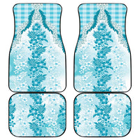 Aloha Hawaii Palaka Car Mats Blue Plumeria Lei LT05 - Polynesian Pride