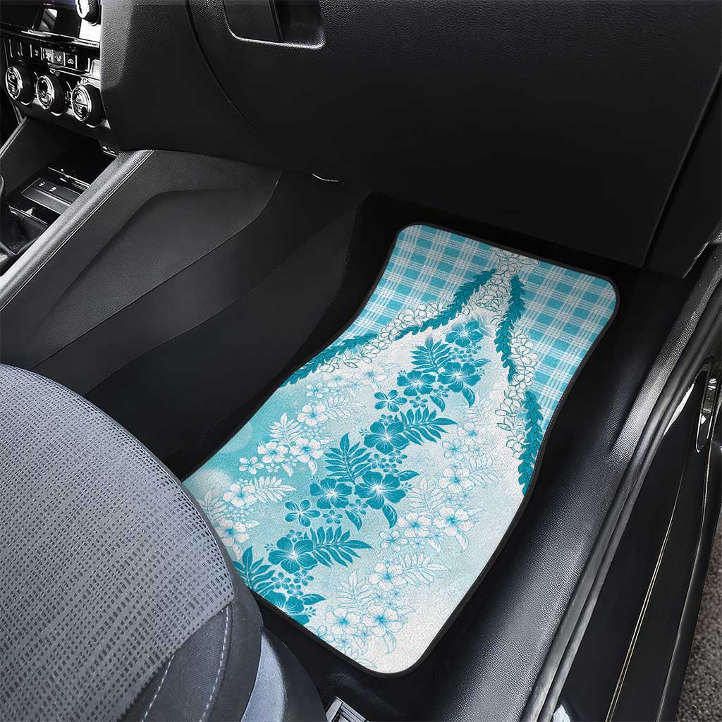 Aloha Hawaii Palaka Car Mats Blue Plumeria Lei LT05 - Polynesian Pride