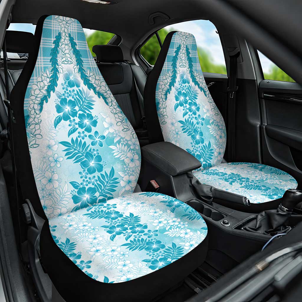 Aloha Hawaii Palaka Car Seat Cover Blue Plumeria Lei LT05 One Size Blue - Polynesian Pride