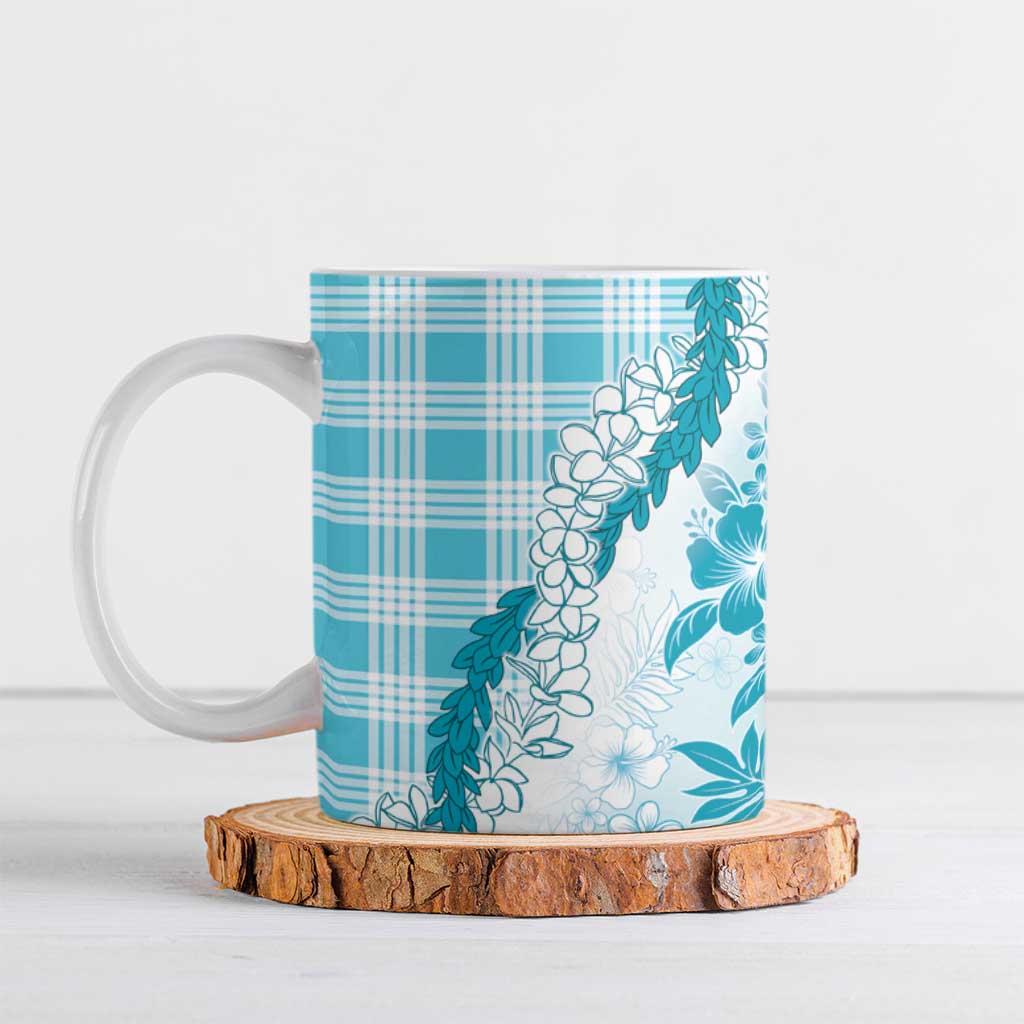 Aloha Hawaii Palaka Ceramic Mug Blue Plumeria Lei LT05 Blue - Polynesian Pride