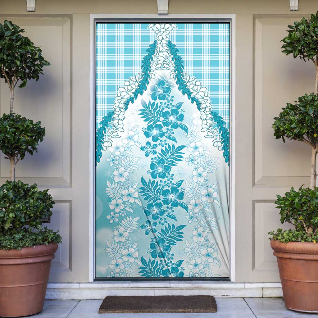 Aloha Hawaii Palaka Door Cover Blue Plumeria Lei LT05 Blue - Polynesian Pride
