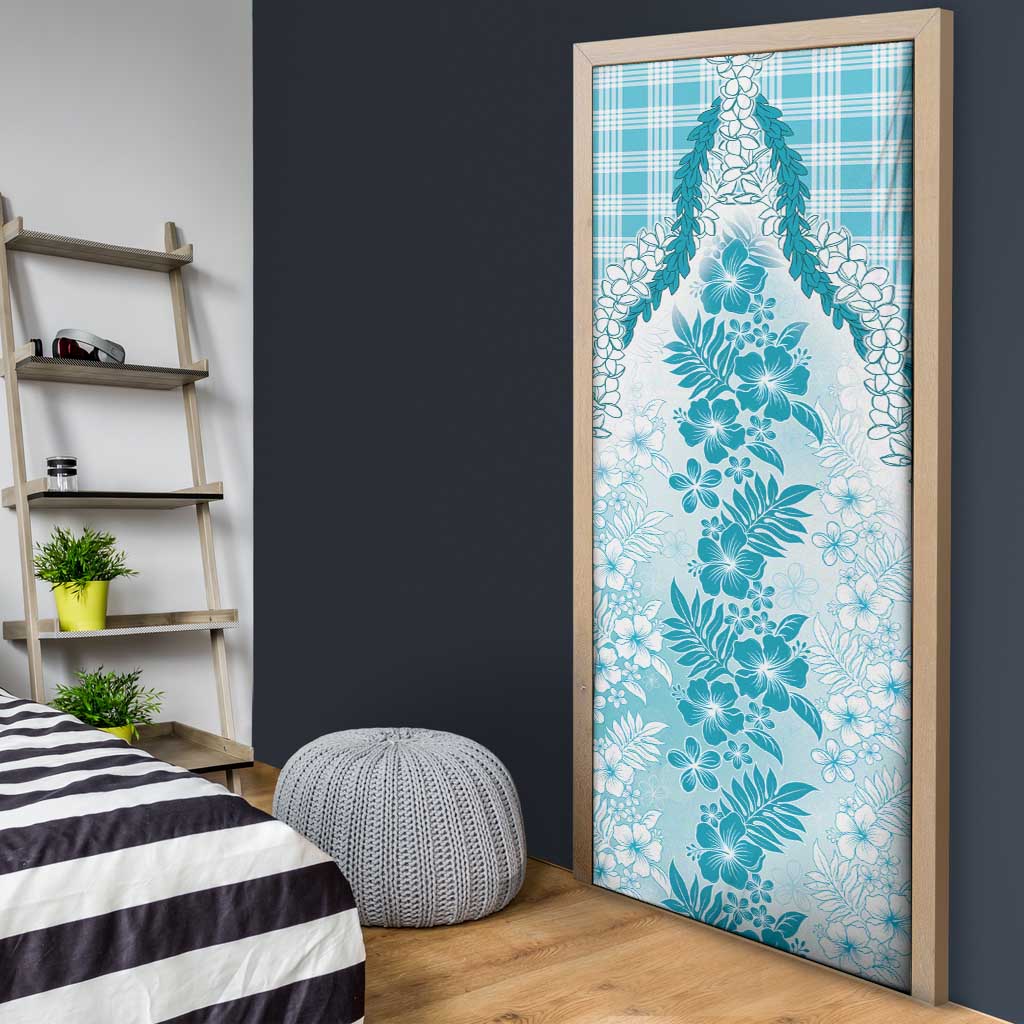 Aloha Hawaii Palaka Door Cover Blue Plumeria Lei LT05 - Polynesian Pride