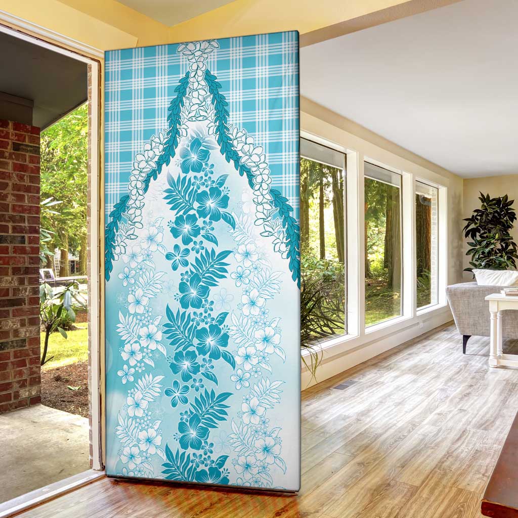 Aloha Hawaii Palaka Door Cover Blue Plumeria Lei LT05 - Polynesian Pride