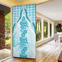 Aloha Hawaii Palaka Door Cover Blue Plumeria Lei LT05 - Polynesian Pride
