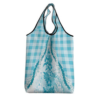 Aloha Hawaii Palaka Grocery Bag Blue Plumeria Lei LT05 - Polynesian Pride