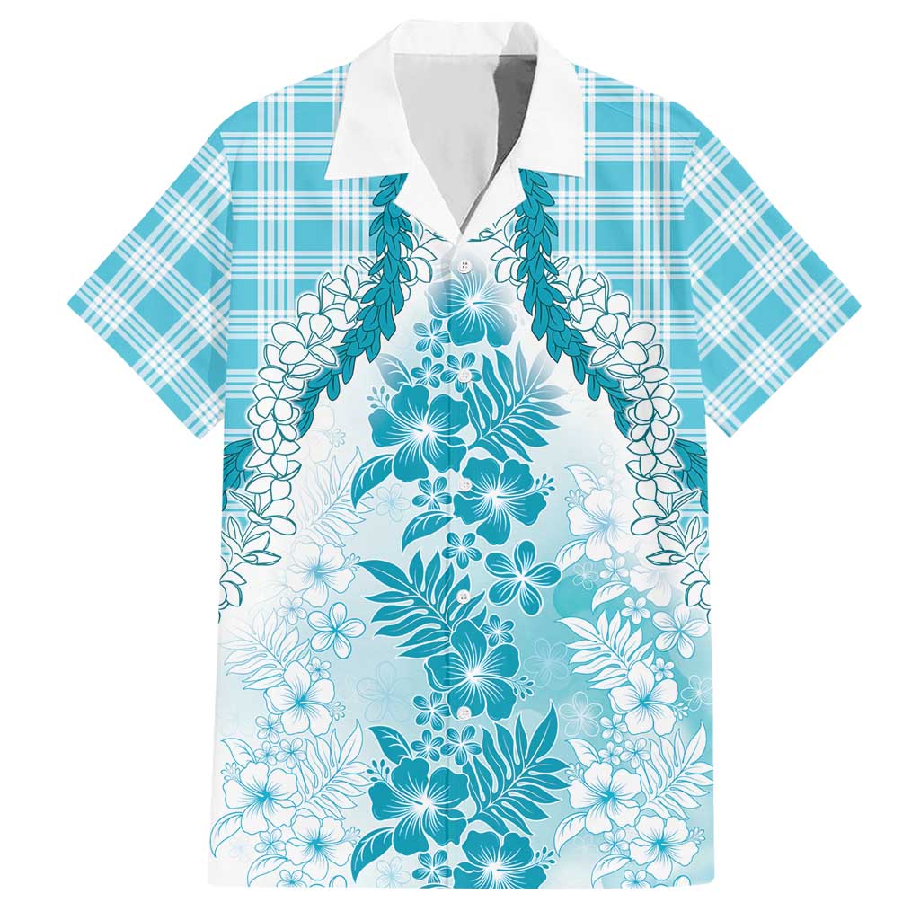 Aloha Hawaii Palaka Hawaiian Shirt Blue Plumeria Lei LT05 Blue - Polynesian Pride