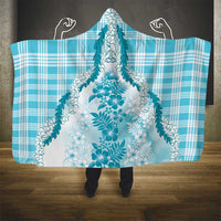 Aloha Hawaii Palaka Hooded Blanket Blue Plumeria Lei LT05 - Polynesian Pride