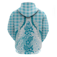 Aloha Hawaii Palaka Hoodie Blue Plumeria Lei LT05 - Polynesian Pride