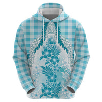 Aloha Hawaii Palaka Hoodie Blue Plumeria Lei LT05 - Polynesian Pride