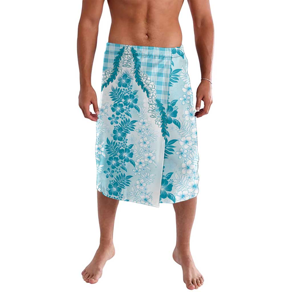 Aloha Hawaii Palaka Lavalava Blue Plumeria Lei LT05 Blue - Polynesian Pride