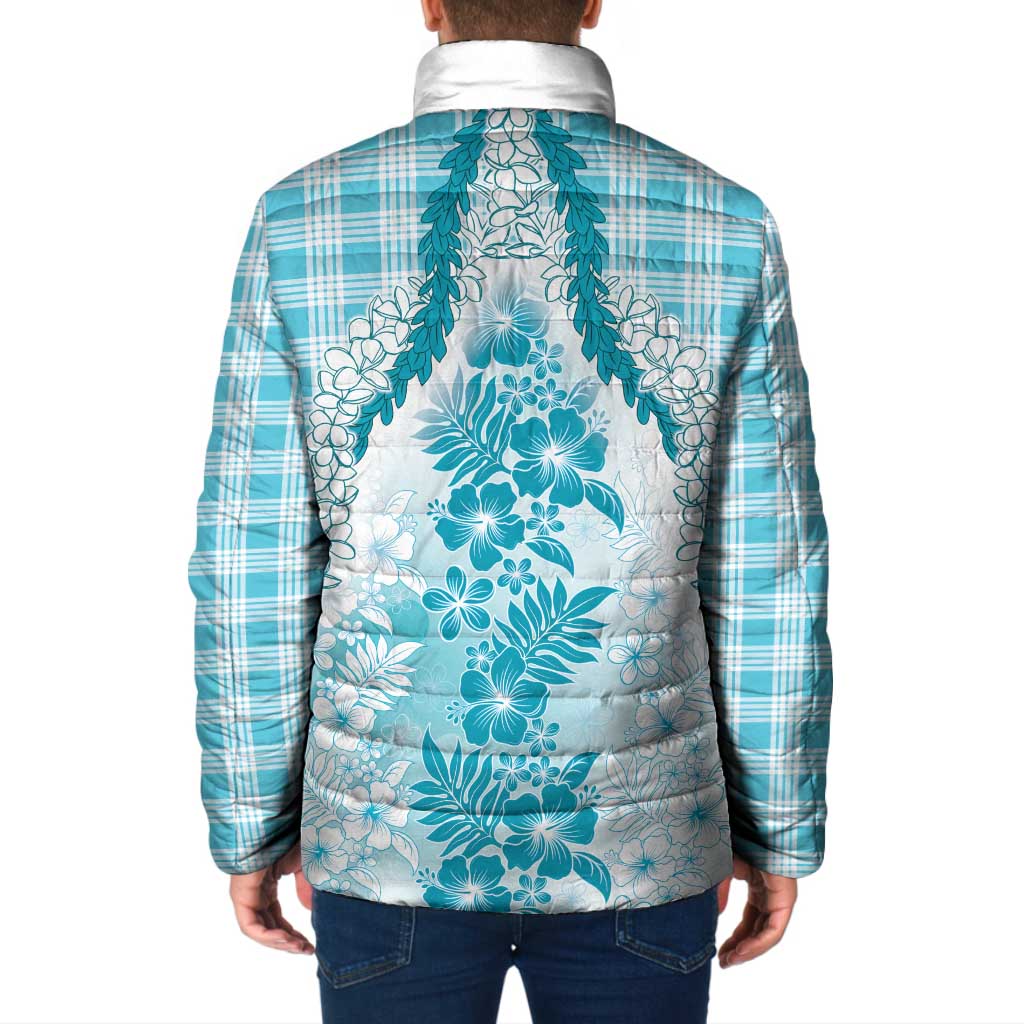 Aloha Hawaii Palaka Padded Jacket Blue Plumeria Lei LT05 - Polynesian Pride