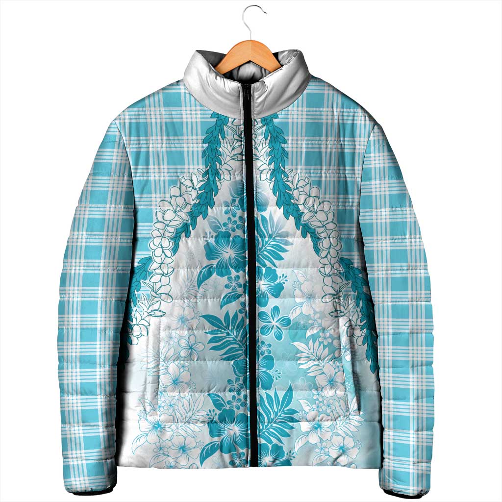 Aloha Hawaii Palaka Padded Jacket Blue Plumeria Lei LT05 - Polynesian Pride