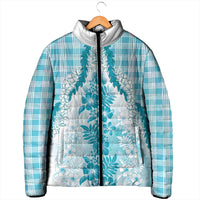 Aloha Hawaii Palaka Padded Jacket Blue Plumeria Lei LT05 - Polynesian Pride