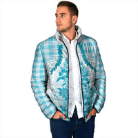 Aloha Hawaii Palaka Padded Jacket Blue Plumeria Lei LT05 - Polynesian Pride