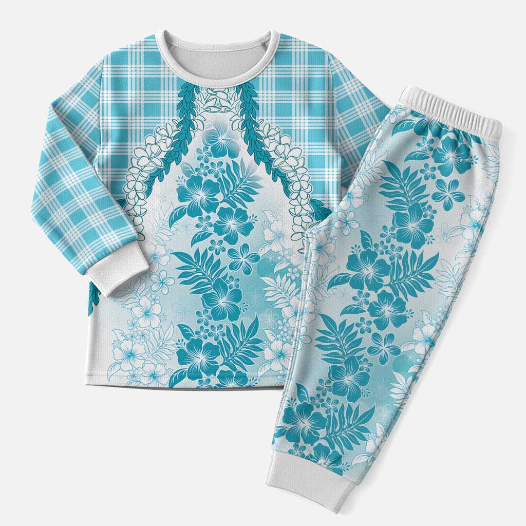 Aloha Hawaii Palaka Christmas Pajama Set Blue Plumeria Lei LT05 Men Blue - Polynesian Pride