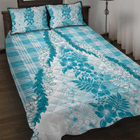 Aloha Hawaii Palaka Quilt Bed Set Blue Plumeria Lei LT05 Blue - Polynesian Pride