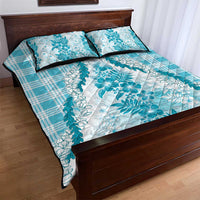 Aloha Hawaii Palaka Quilt Bed Set Blue Plumeria Lei LT05 - Polynesian Pride