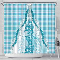 Aloha Hawaii Palaka Shower Curtain Blue Plumeria Lei LT05 - Polynesian Pride
